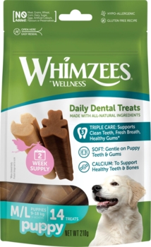 Whimzees Puppy Chew M/L til hvalpe - 14 stk